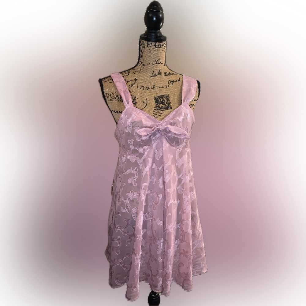 Vintage Victorias Secret Gold Label Sheer Baby Doll Pink Nightgown Lingerie S - Picture 9 of 9